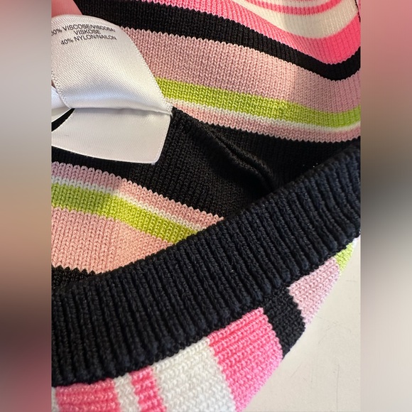 RACHEL ROY Taryn Tank Top Sweater Striped Knit Shell Blouse Shirt Pink Black - Picture 9 of 11